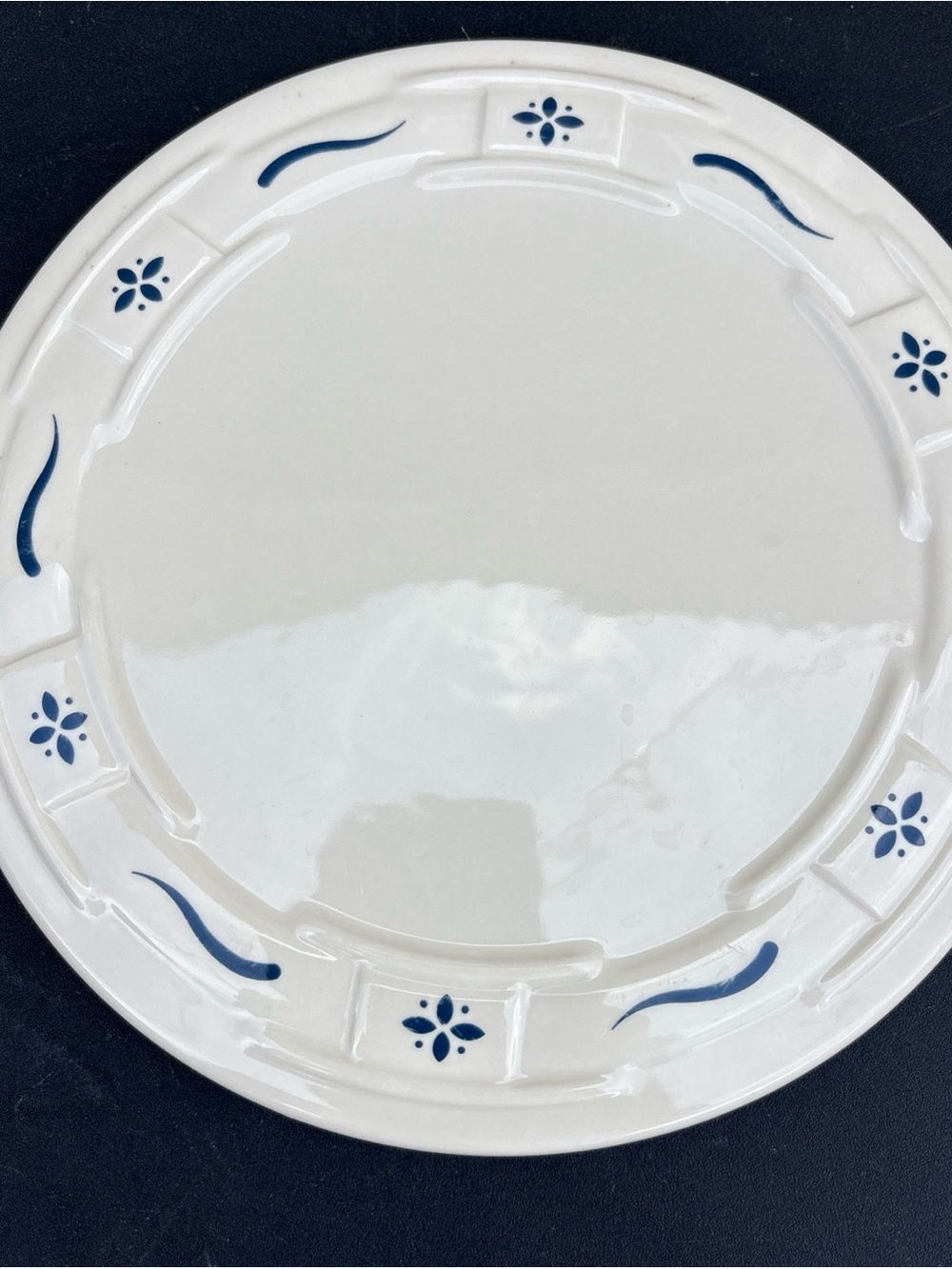 Longaberger Pottery Woven Traditions Round Trivet Classic Blue Made In USA 8 In
